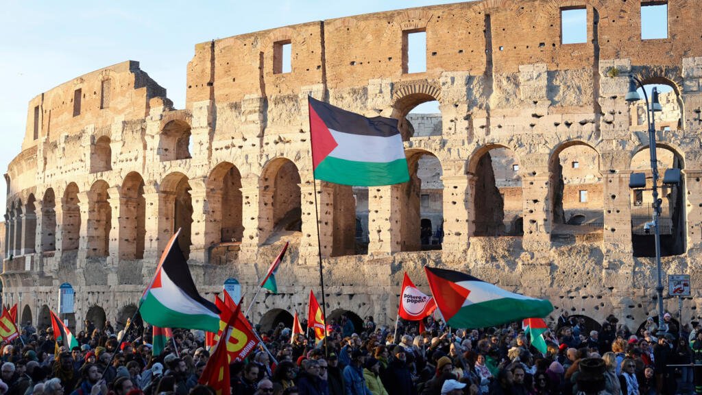 Tens of thousands are marching across Europe in support of the Palestinians