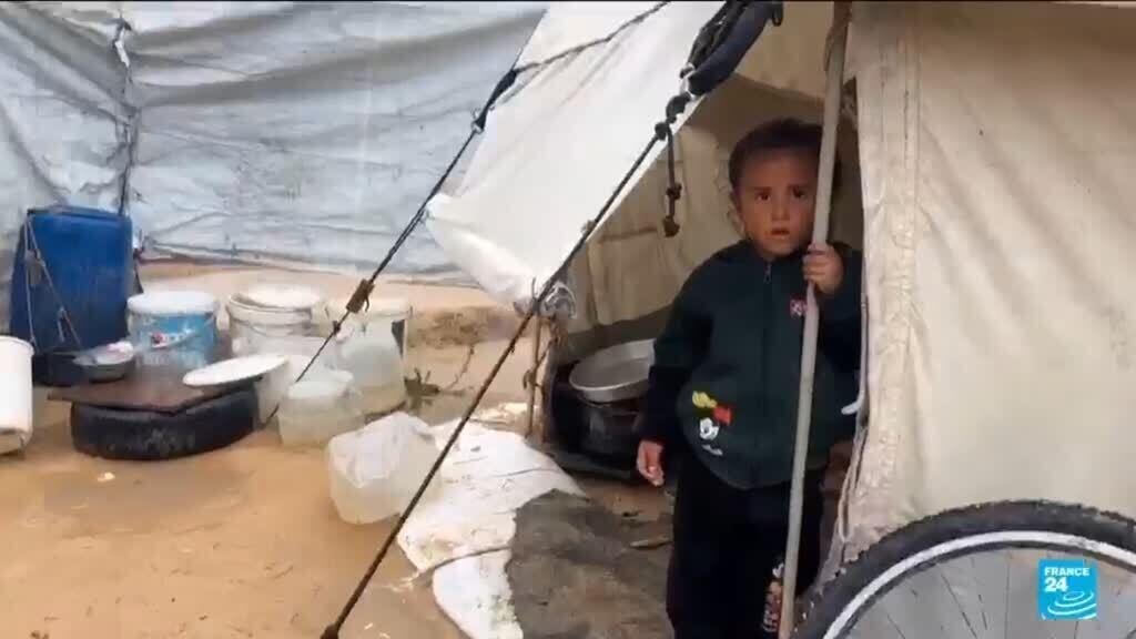 ‘Shivering from cold and fear’: Winter rains flood camps in Gaza