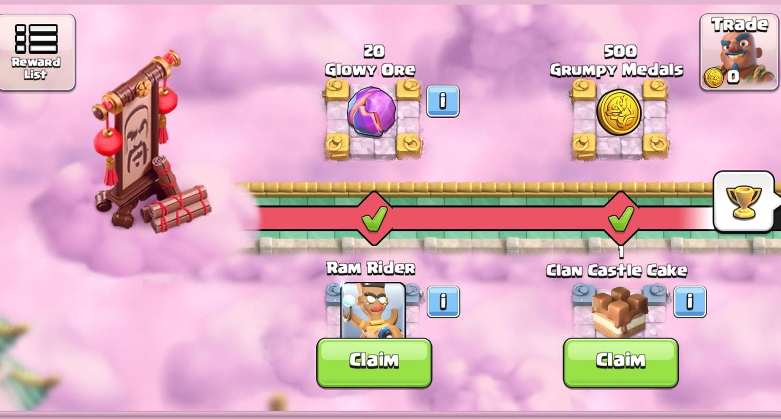 All rewards available in the Clash of Clans Wise Warrior Medal event