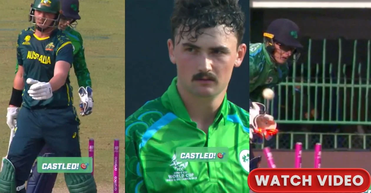 AUS vs IRE (WATCH): Spinner Matthew Humphreys’ 110km/h lightning blast destroys Matt Renshaw’s mid-stump | T20 World Cup 2026