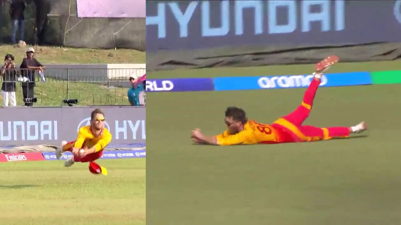 Brian Bennett makes one of the greatest catches of all time in Zimbabwe vs Oman T20 World Cup match