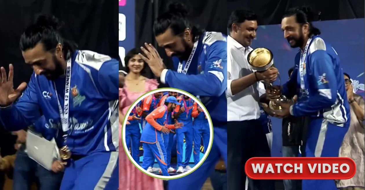 Watch: Kichcha Sudeep recreates Rohit Sharma’s ‘robot walk’ as Karnataka Bulldozers win CCL title 2026