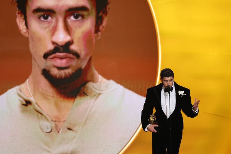 Bad Bunny says ‘ICE out’ during Grammy awards acceptance speech