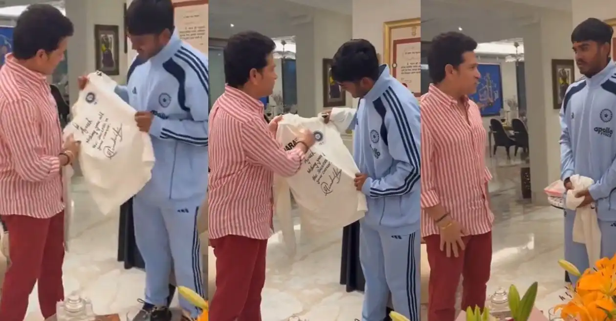 Watch: Sachin Tendulkar awards special signed Test jersey to U19 World Cup winning captain Ayush Mhatre