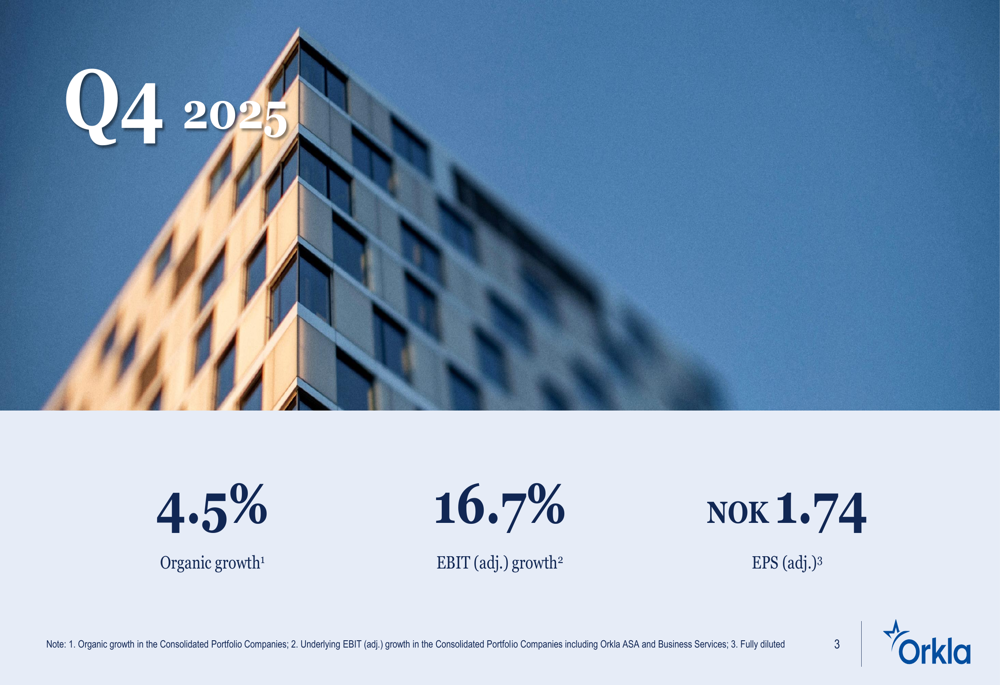 Orkla Q4 2025 slides: Organic growth accelerates to 4.5%, EBIT jumps to 16.7%