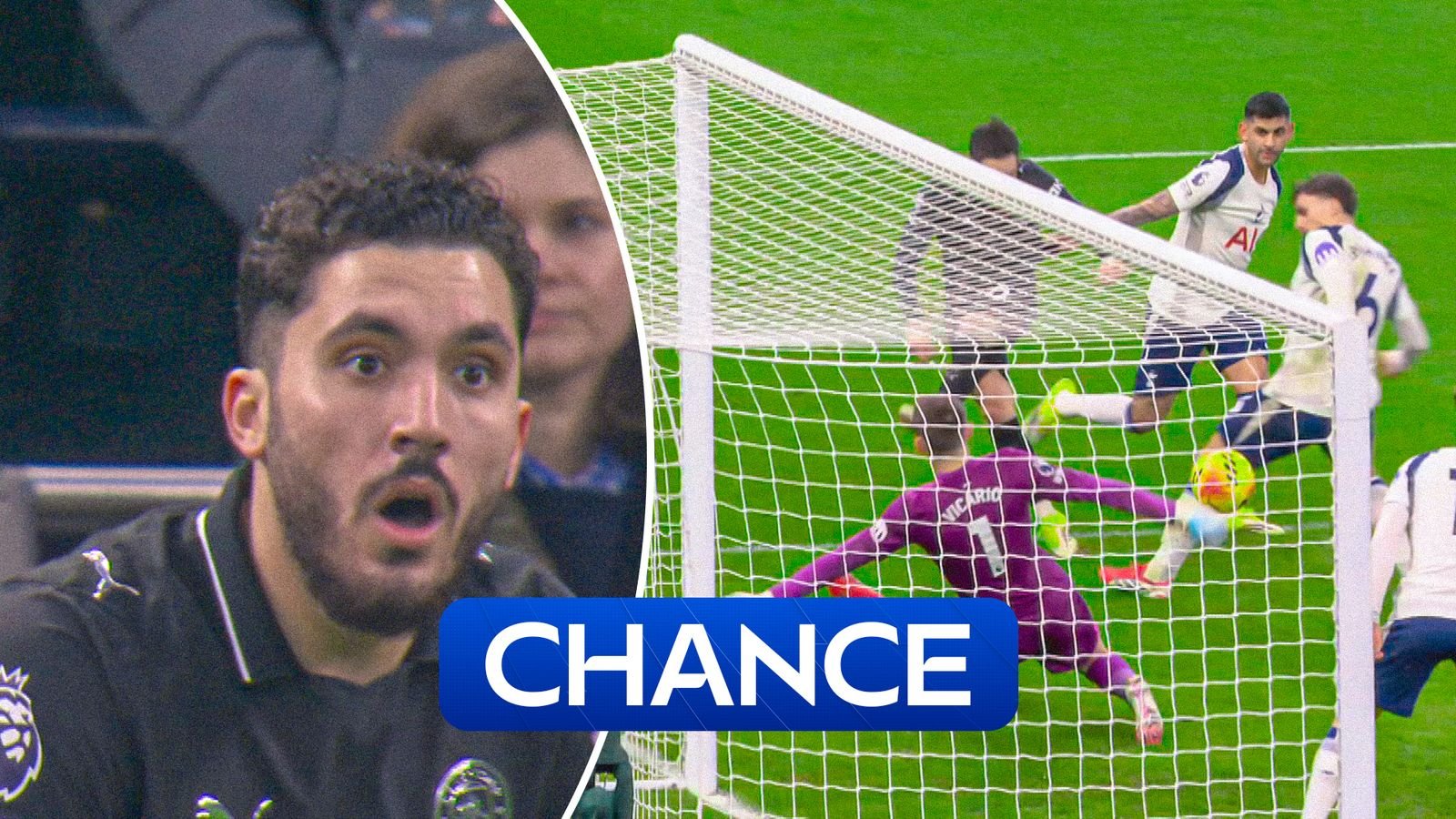 “What a save!” | Vicario’s quick reaction denies Cherki’s brace