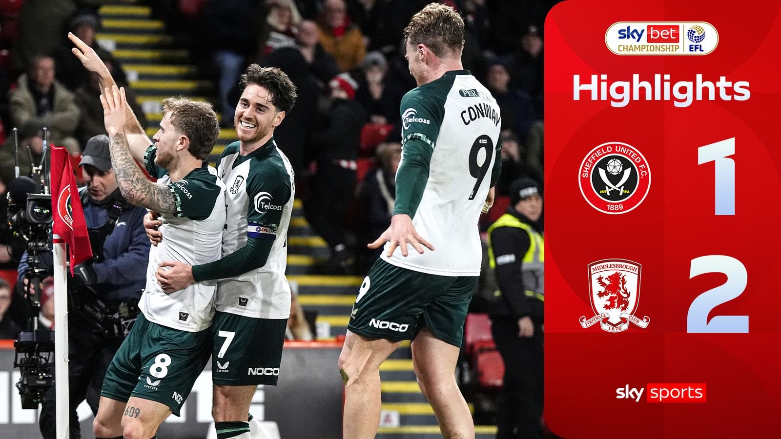 Middlesbrough beat 10-man Sheffield United to knock Coventry off top spot