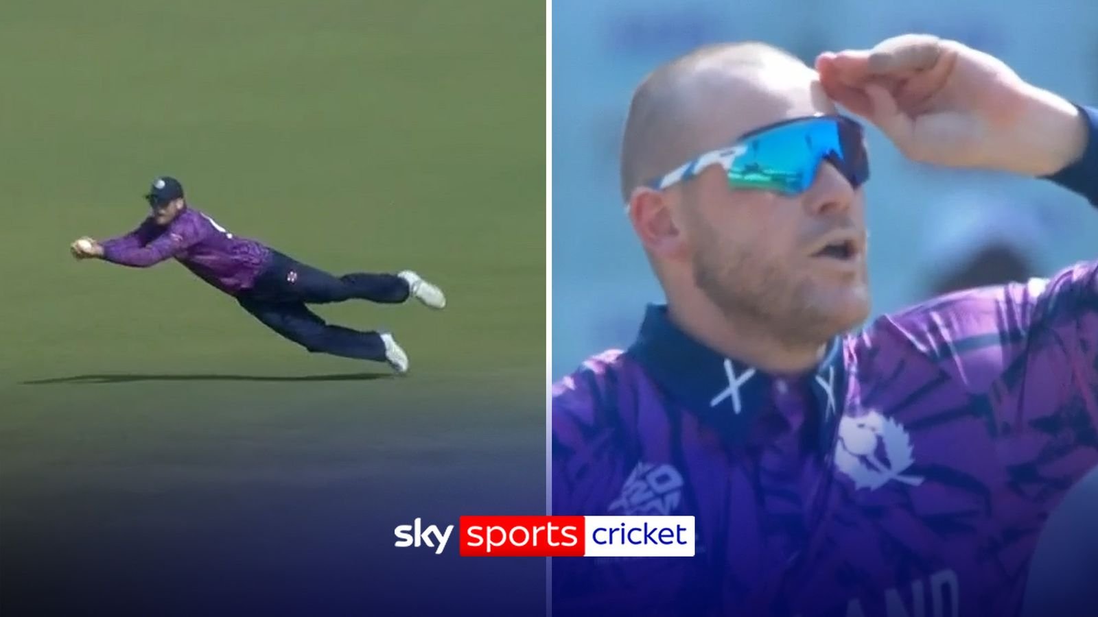 First ball… first wicket! Scotland’s Muncy makes a wonderful diving catch