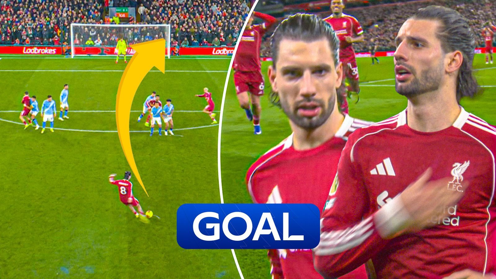 incredible! Szoboszlai takes a free kick and Liverpool takes the lead!