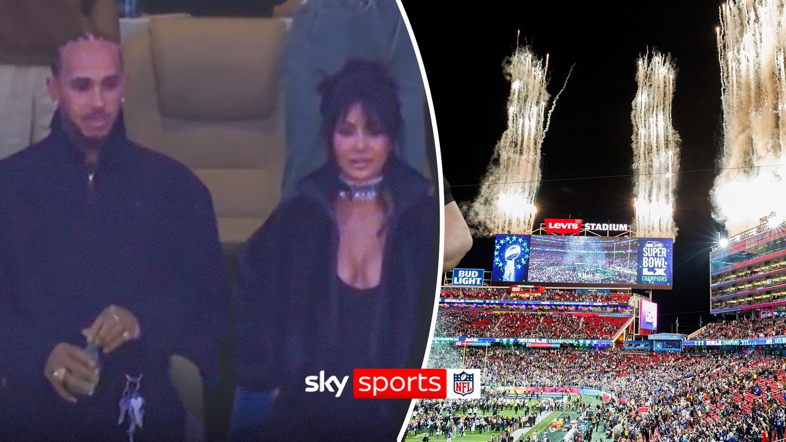 Lewis Hamilton appeared at Super Bowl 60 with Kim Kardashian!