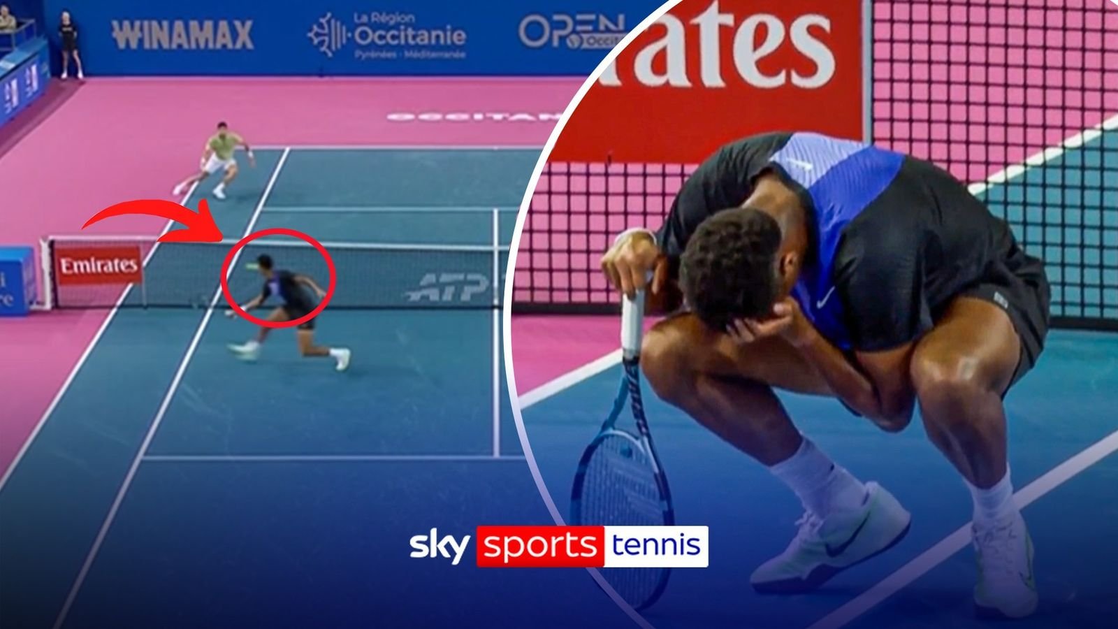 Tennis player retires after ball hits him in the eye!