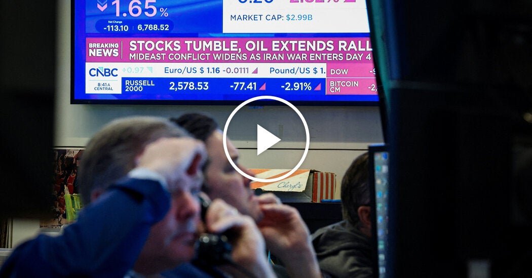 Global stock markets fall sharply as Iran war escalates